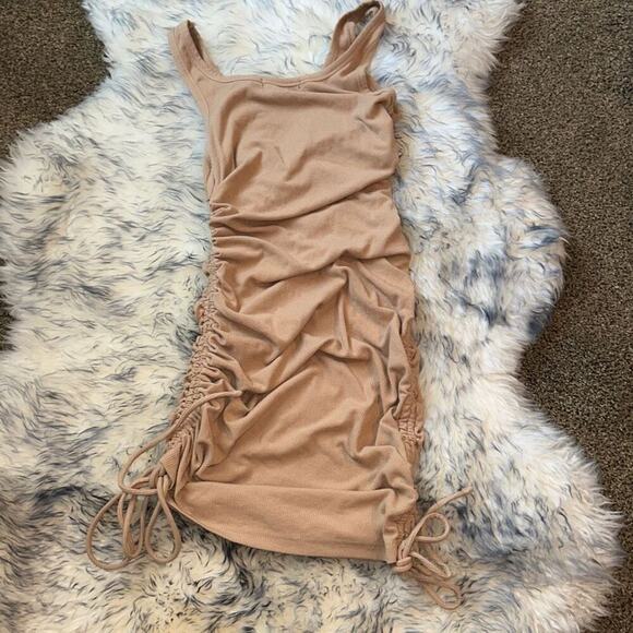 Ruched Bodycon Mini Dress Sleeveless Drawstring Tank Dress | Sz S - Picture 8 of 8